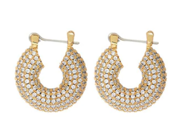 LUV AJ Pave Mini Donut Hoops Gold Garmentory