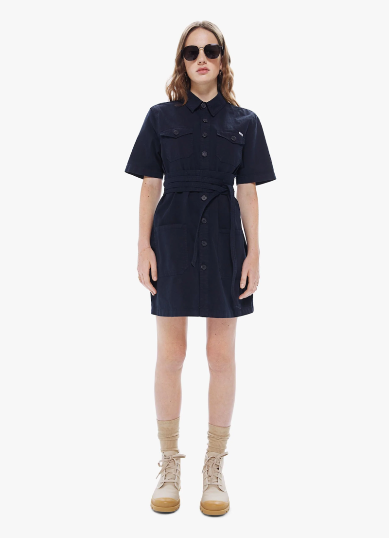 mother denim cover up dress MOTHER The Over It Denim Mini Dress
