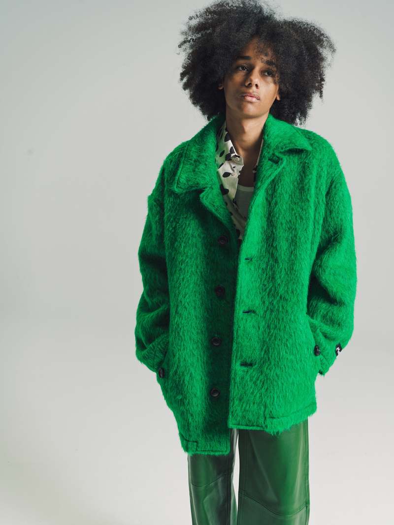 Marni Mohair Ratine Check Cuban Coat - Green | Garmentory