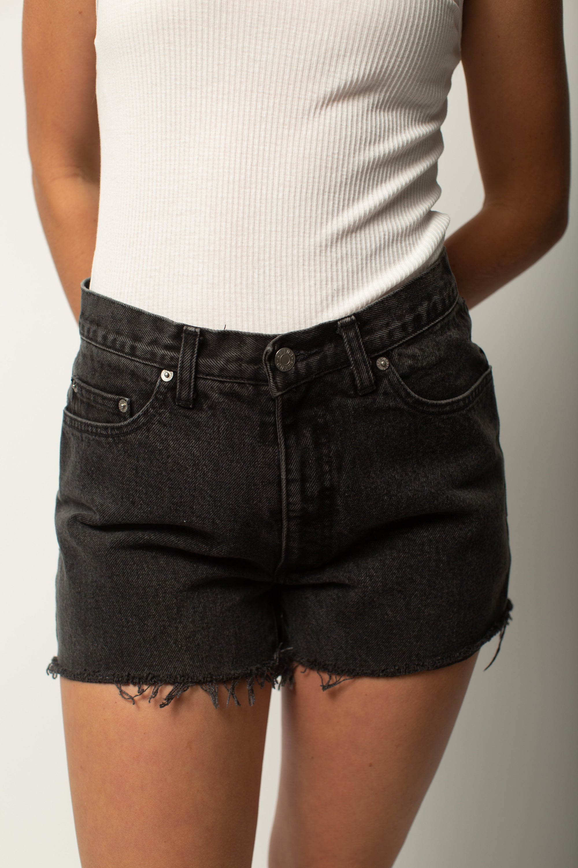 Black Denim Cut-Offs | Garmentory