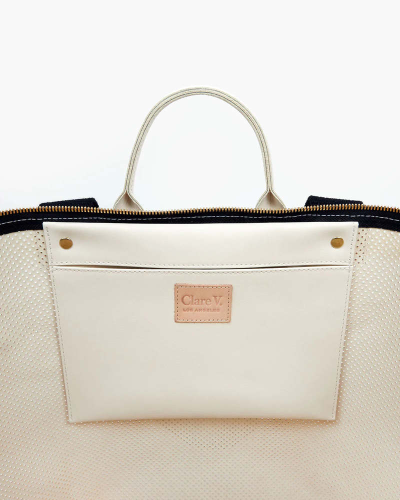 Clare V. Le Zip Sac - Cream Perf 