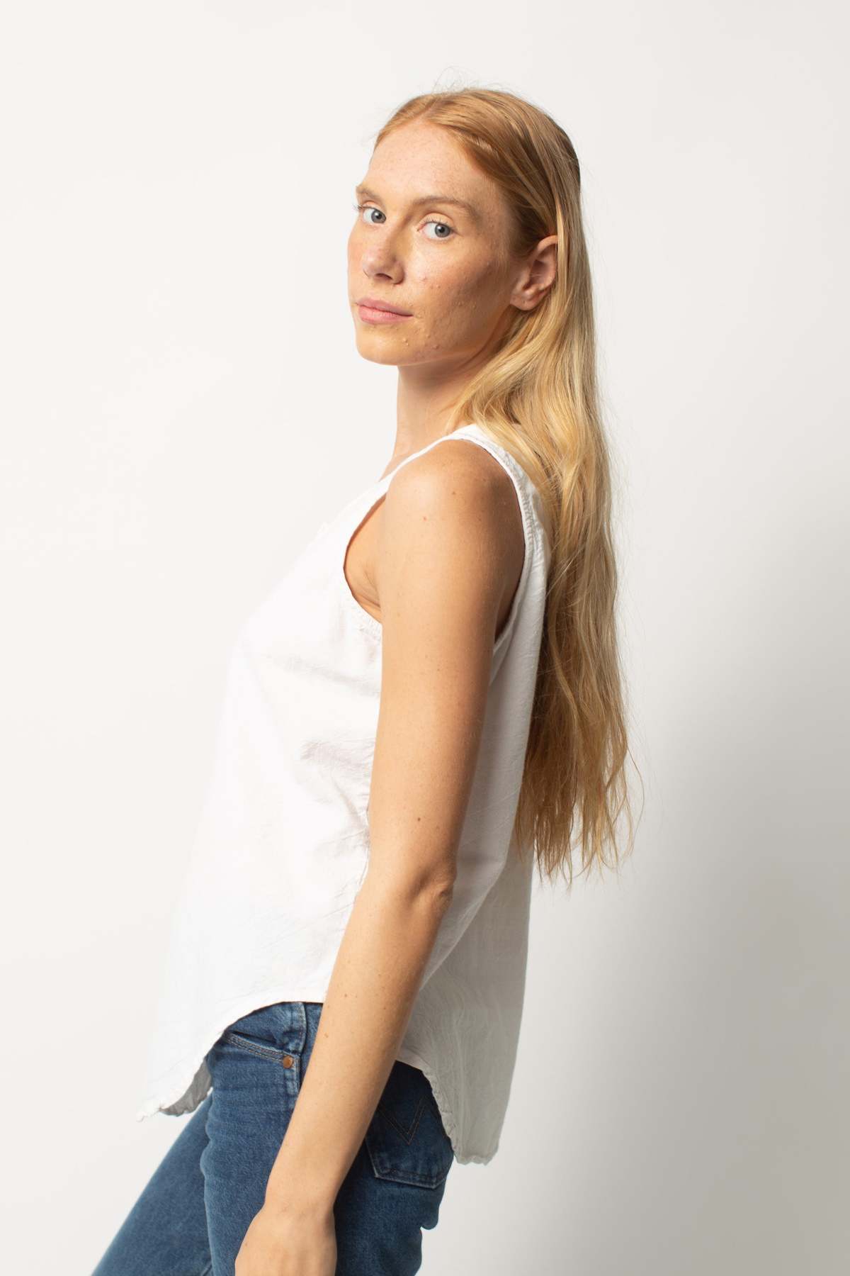 Diana White Button Tank main image 1