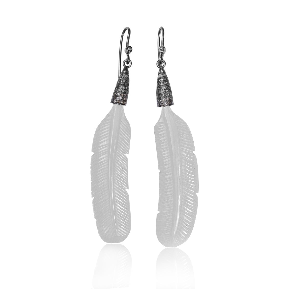 S. Carter Designs Bone Feather Earrings - White | Garmentory