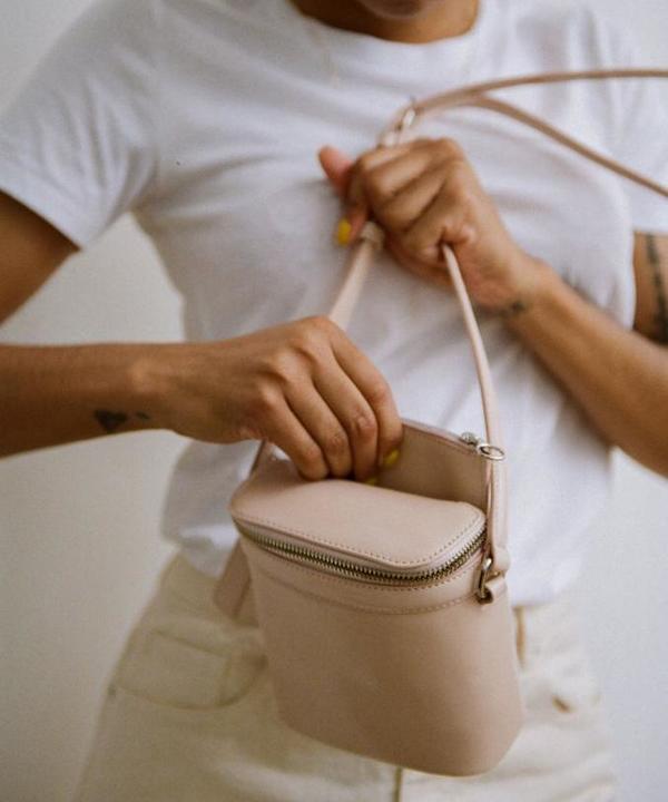 Kara Dusty Pink Box Leather Stowaway Bag Garmentory