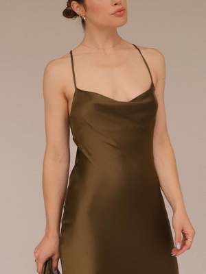 LUCY PARIS Slip Dress - Olive Green | Garmentory
