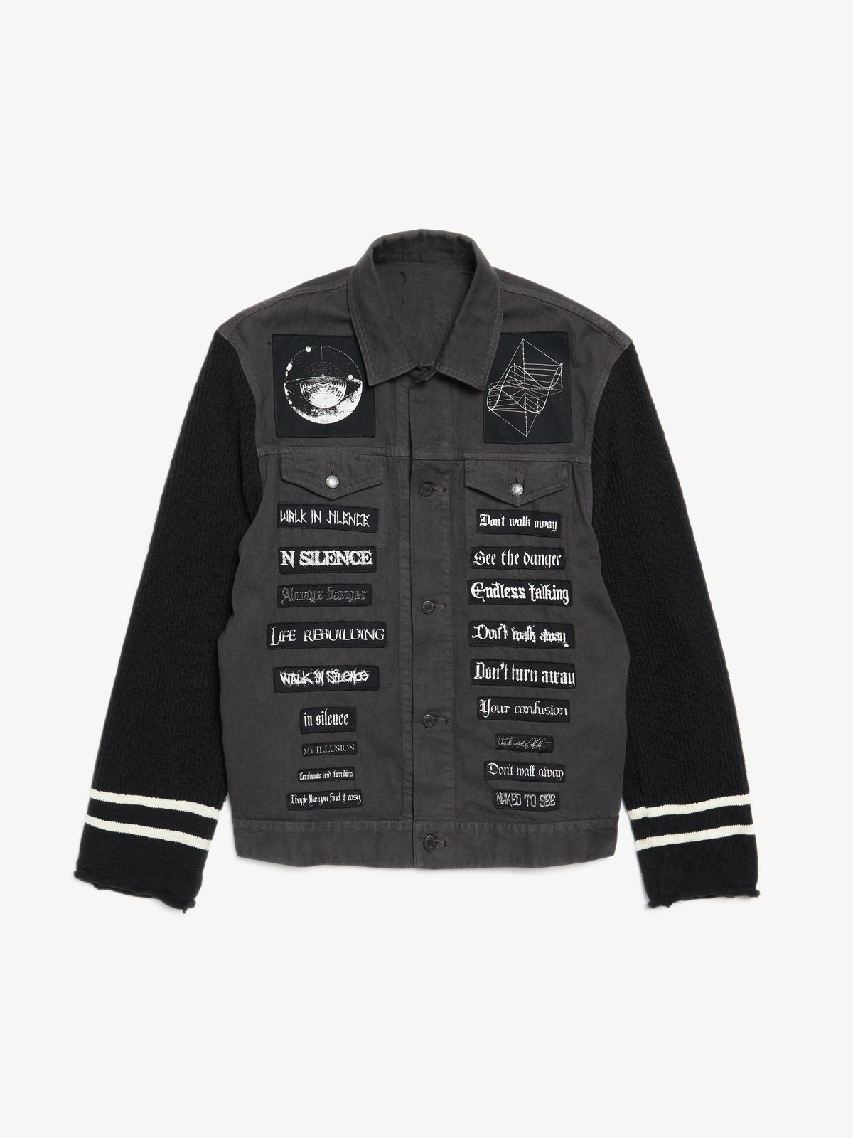 Undercover M Text Patch Cotton Jacket - Black/Gray | Garmentory