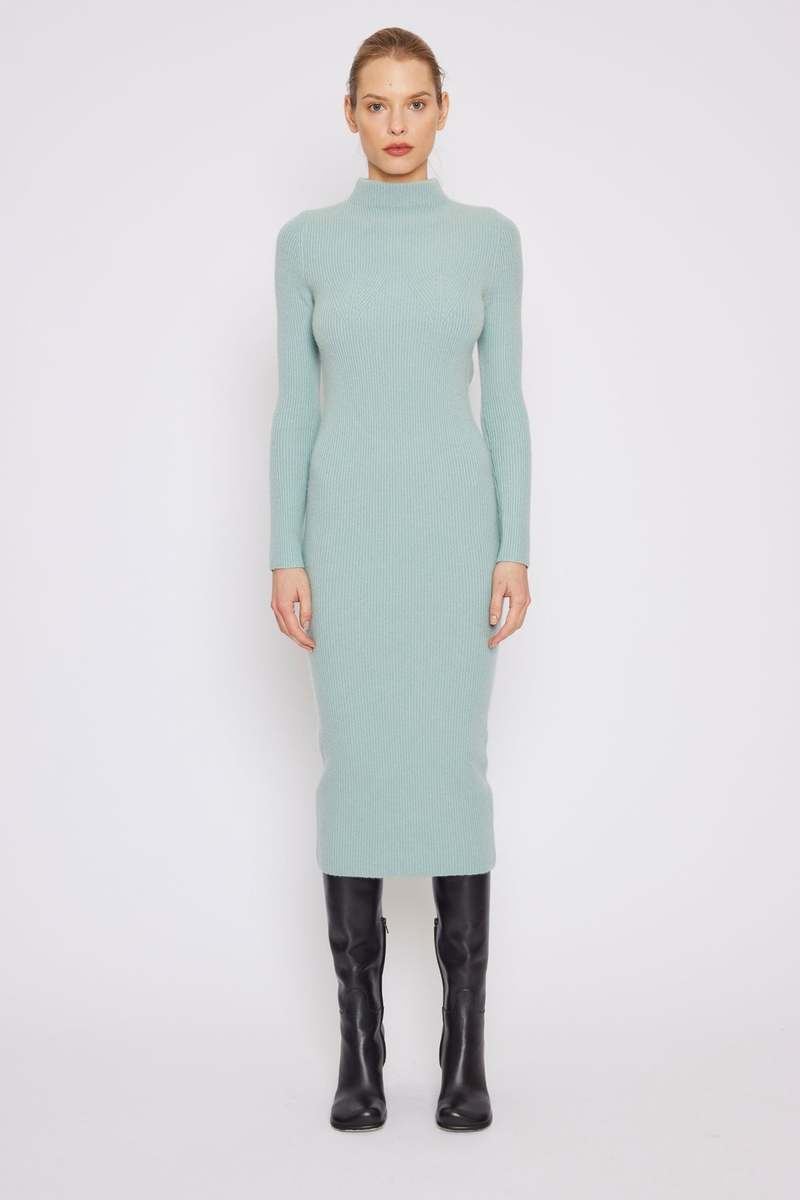 slim fit dress slacks Cashmere Knit Dress — Vibrant Green – Vshine Silk and Shine main image 0
