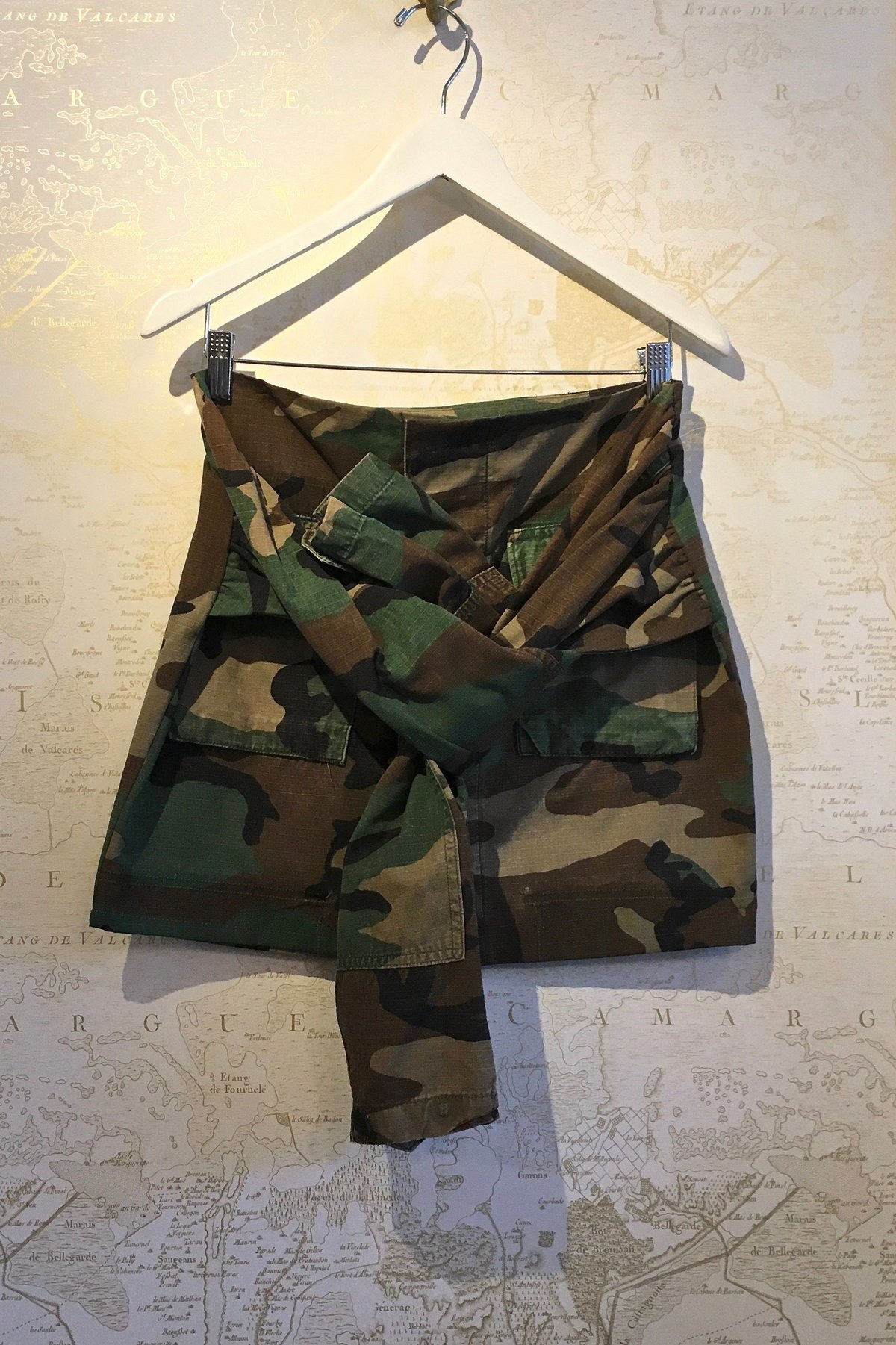 Harvey Faircloth Camo Print Mini Tie Skirt - Image 1 of 4