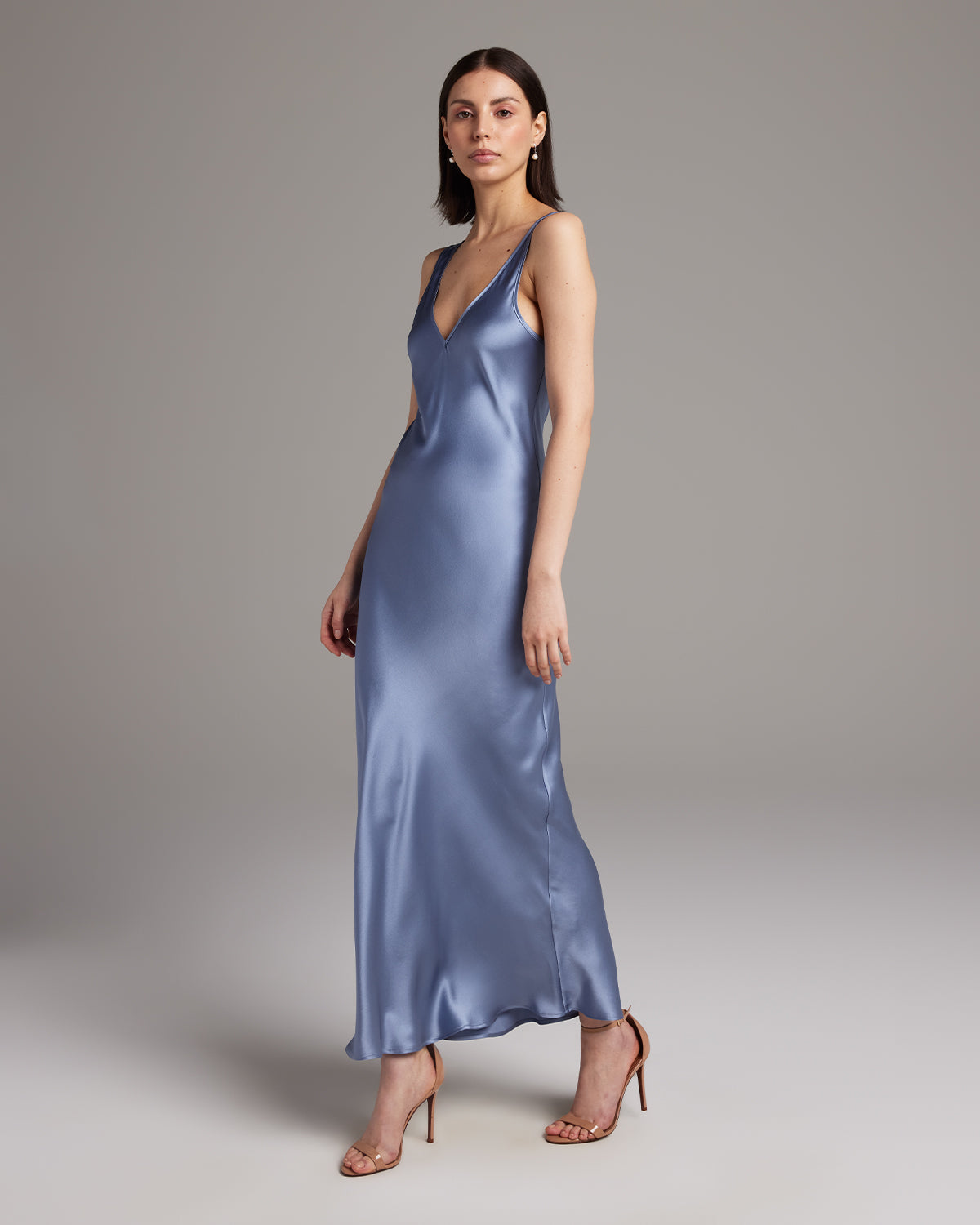 VOZ Silk Charmeuse Double V Slip Dress - Cornflower | Garmentory