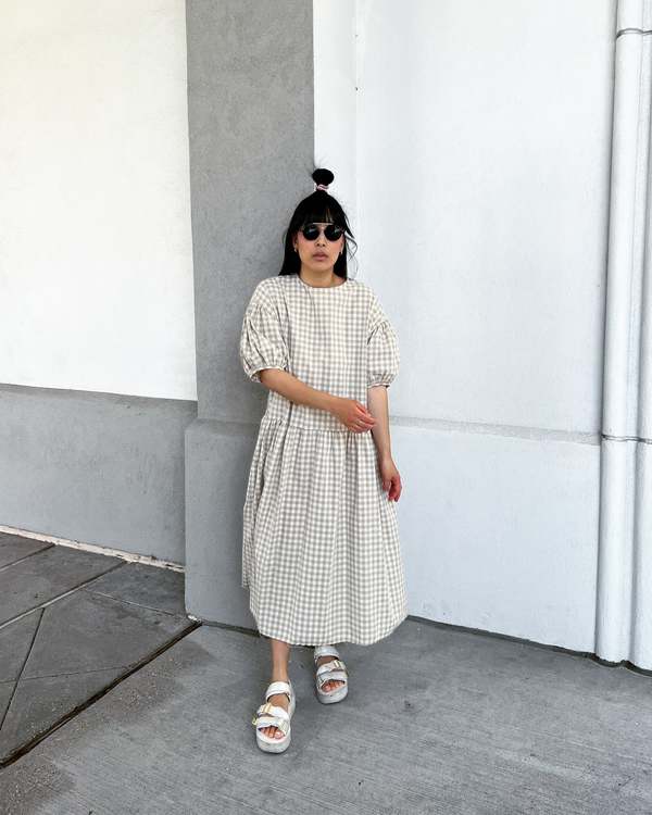 gingham beige dress Kenny Dress Beige Gingham – Augustine main image 1