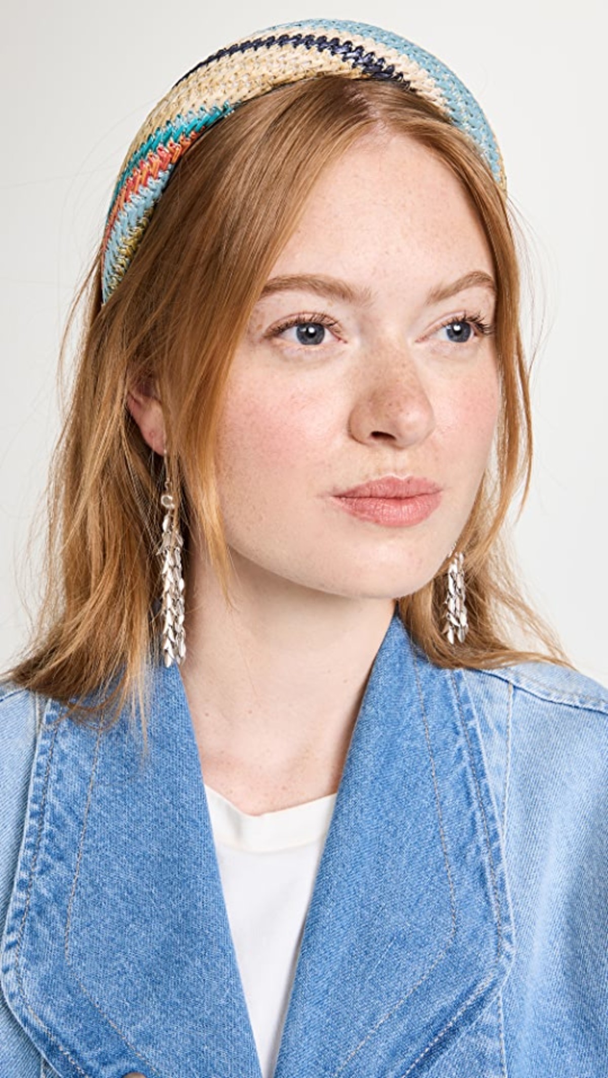 LeLe Sadoughi Raffia Woven Alice Headband - Venice Rainbow 