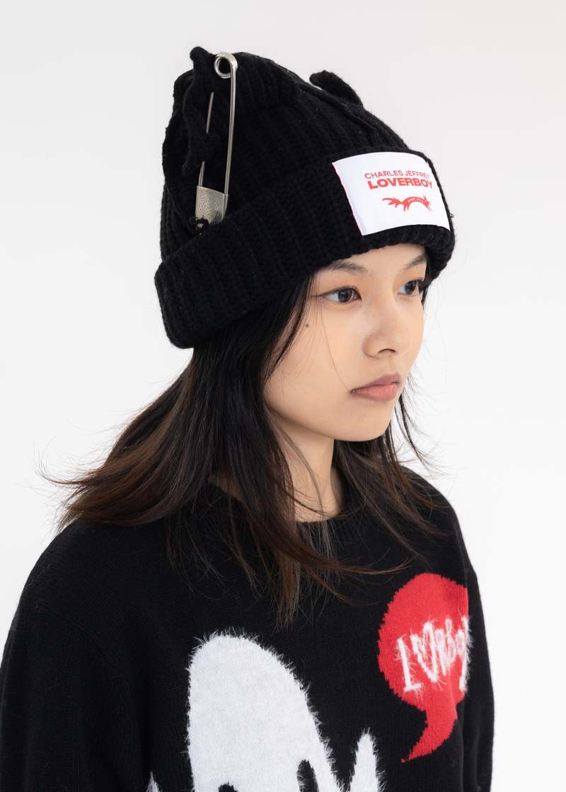 Charles Jeffrey CHUNKY PUNK EARS BEANIE - Black | Garmentory