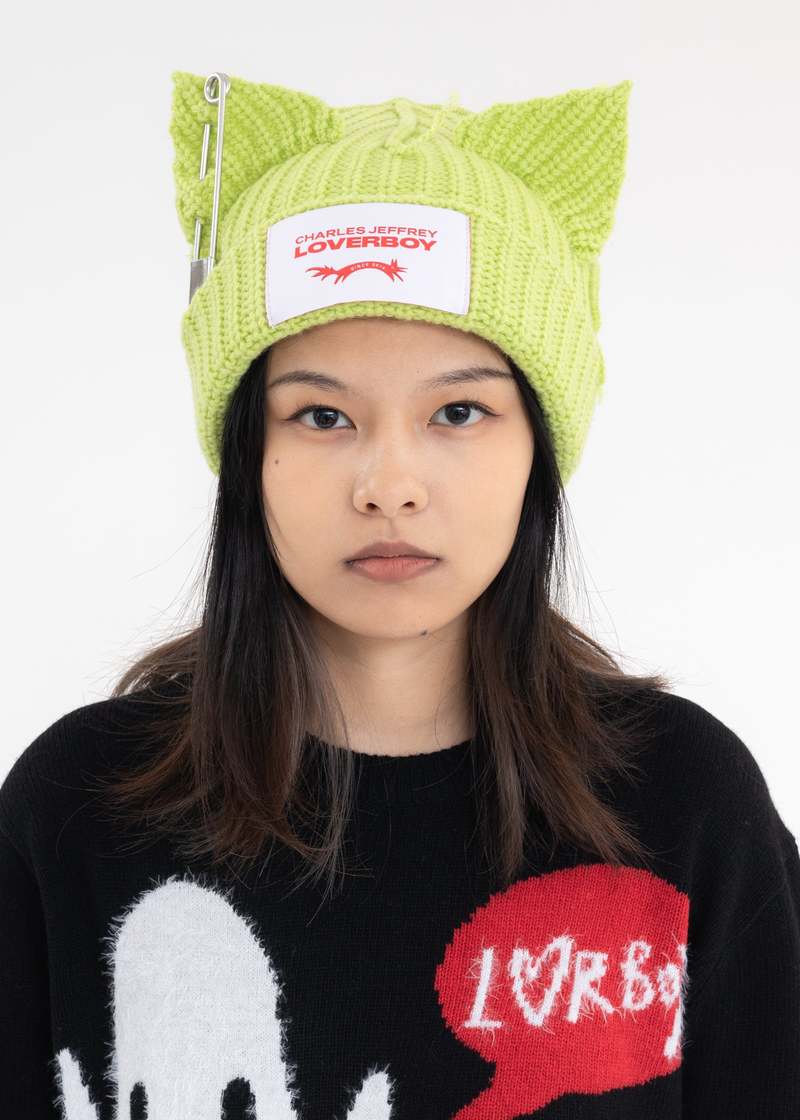 Charles Jeffrey Chunky Punk Ears Beanie - Green | Garmentory