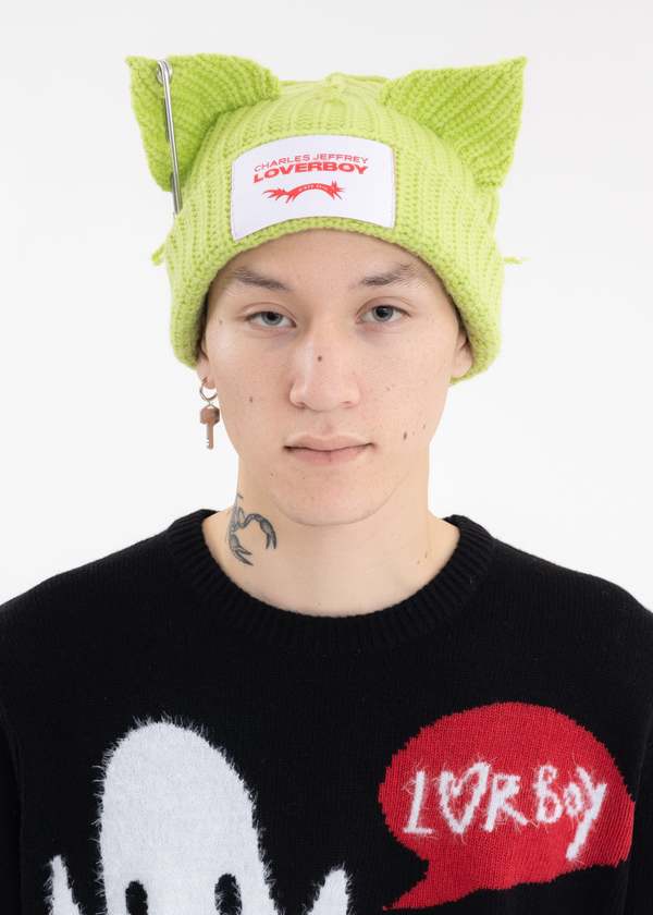 Charles Jeffrey Chunky Punk Ears Beanie - Green | Garmentory