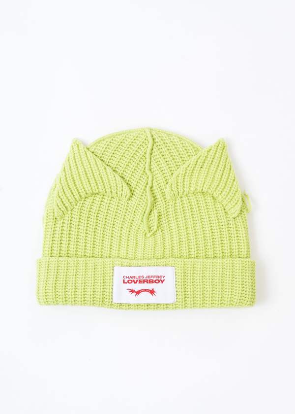 Charles Jeffrey SUPERSIZED CHUNKY EARS BEANIE - Green | Garmentory