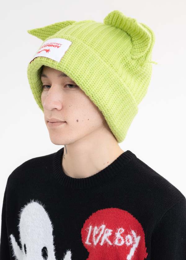 Charles Jeffrey SUPERSIZED CHUNKY EARS BEANIE - Green | Garmentory