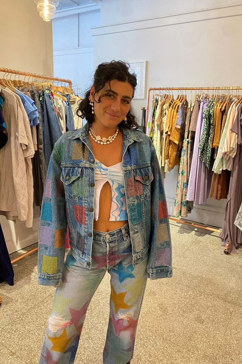 Collina Strada x Levi's Rhinestone Jacket - Rhinestone Swatches