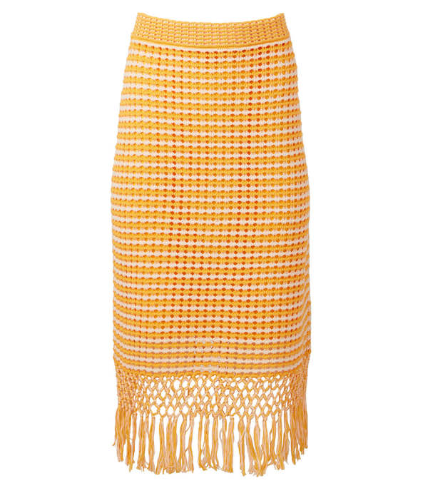 Derek Lam Emerie Fringe Skirt - Golden Orange | Garmentory