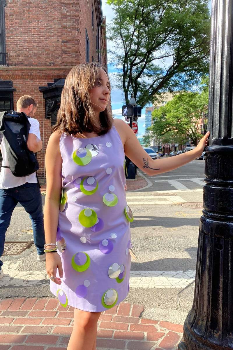 Vivetta Large-Scale Payette Mini Dress Lilac