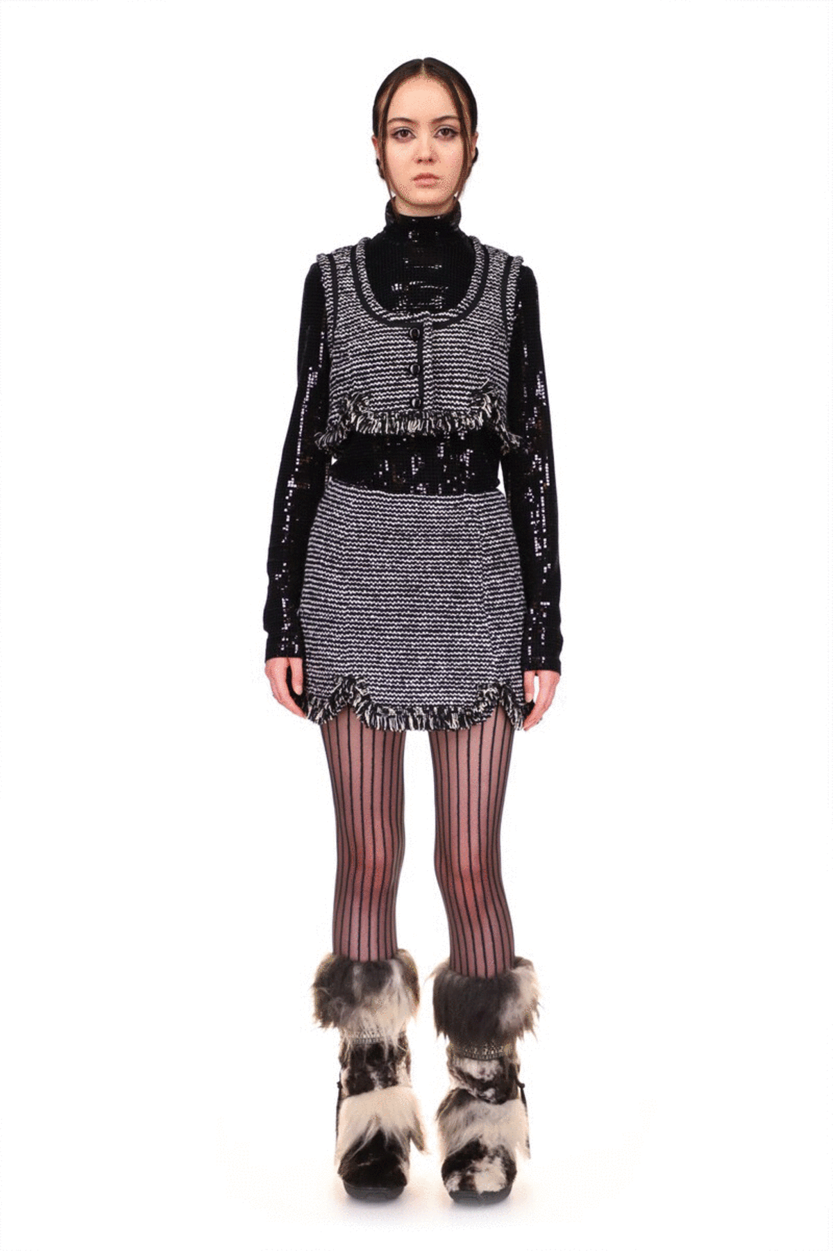 Anna Sui Mod Tweed Vest - Black Multi - Image 2 of 6