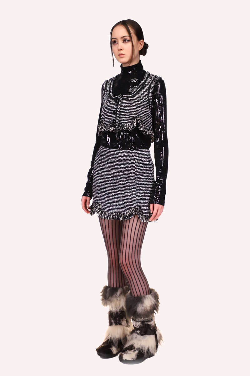 Anna Sui Mod Tweed Vest - Black Multi