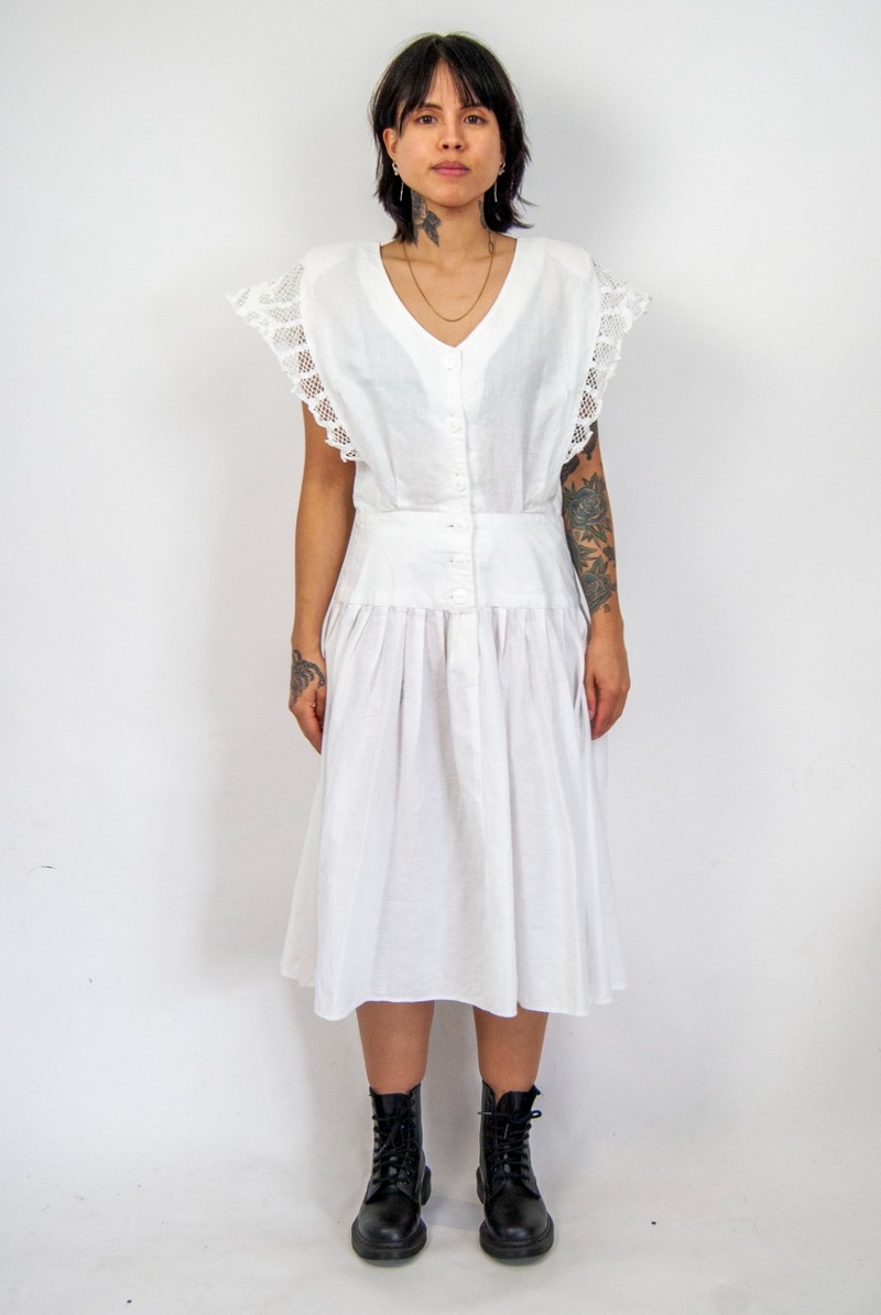 knee length dresses for ladies Women's Ayana Open Back Mini Dress in Off White Linen, L , Cut Out main image 0