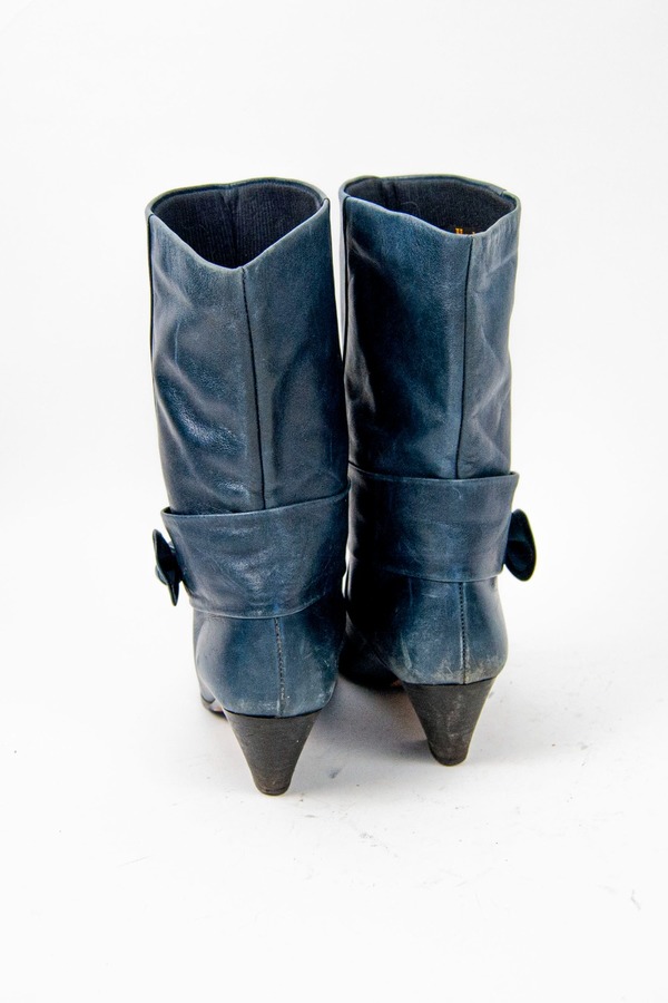 70s/80s blue leather slouchy boots | Garmentory display picture 2