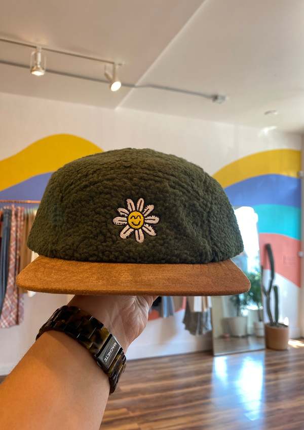 Sherpa hat with leather flower, adjustable!! Leather Flower Hat Clips – Cactus Creek Hats main image 3