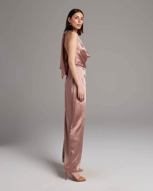 convertible halter dress Mauve Purple Convertible Halter Neck Ball Gown