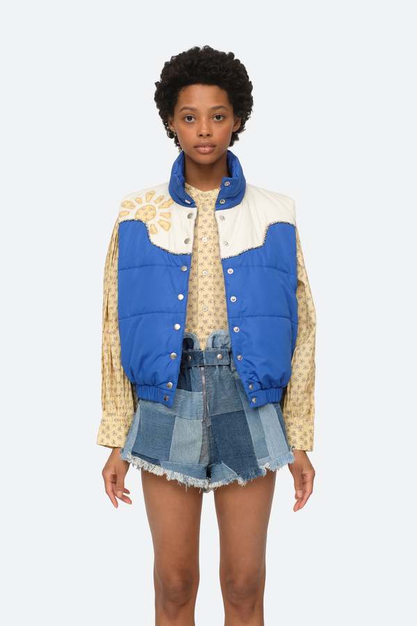 Sea Ny Pascala Puffer Vest - Blue Multi