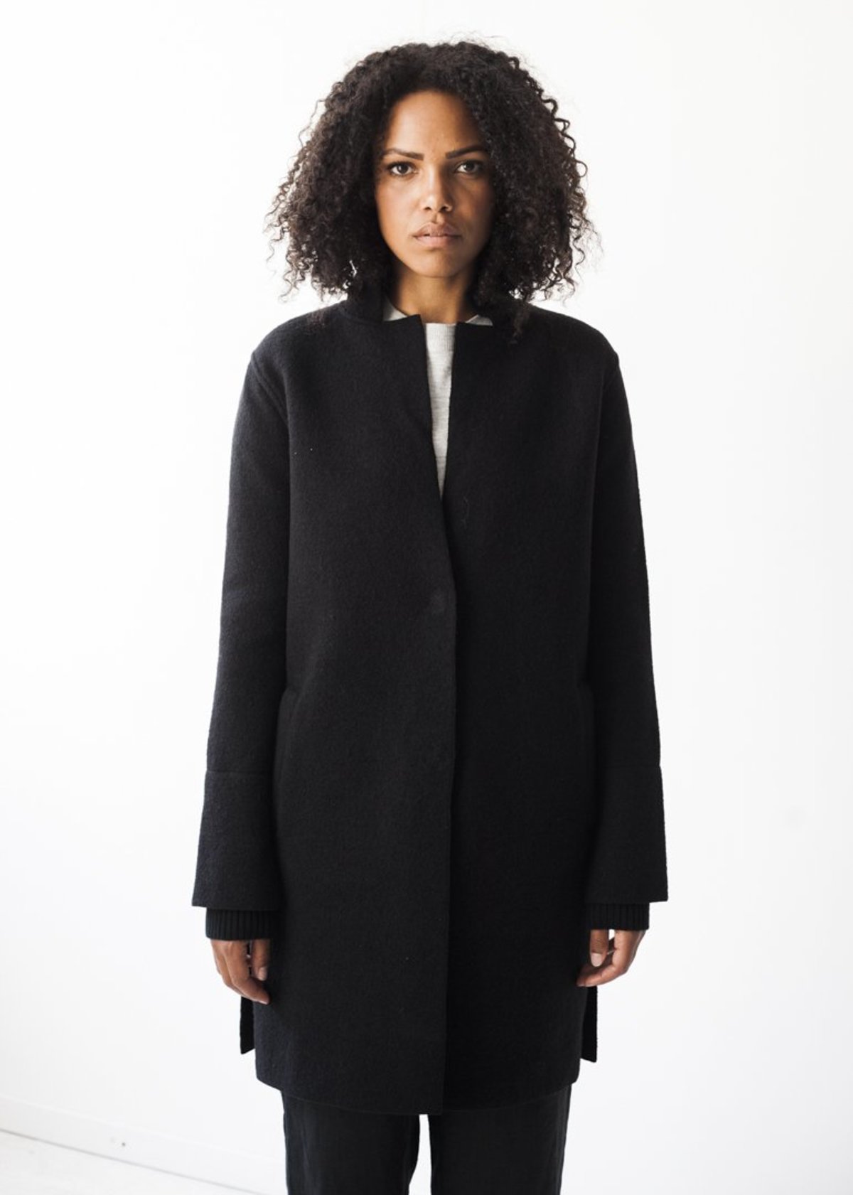 Line Knitwear Gilles Coat in Caviar - Image 2 of 6