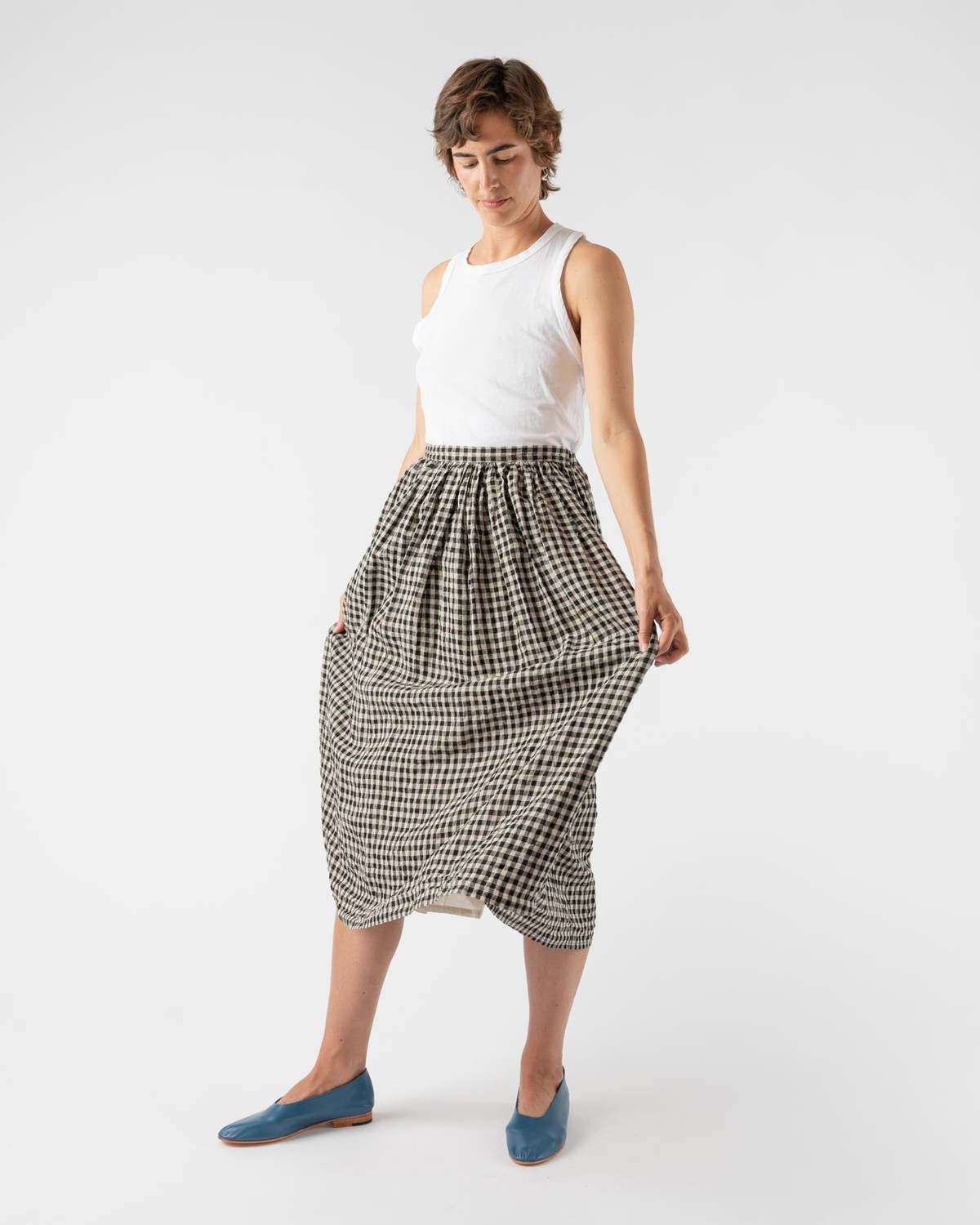 Antiquités noir Linen Gather Skirt CATEGORY Skirt | i c h i