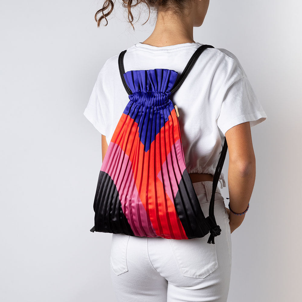 MATTER MATTERS Write Sketch & Satin Pleated Backpack Rainbow Garmentory