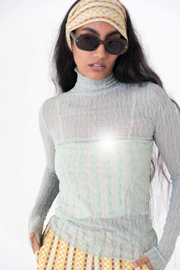 Cream Ross Mesh Top
