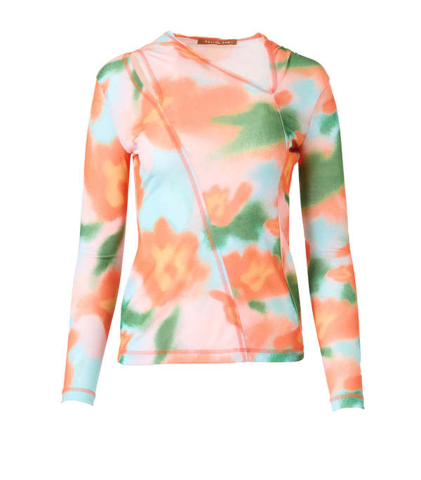 Rejina Pyo Annette Top Jersey Print Flower Orange Garmentory
