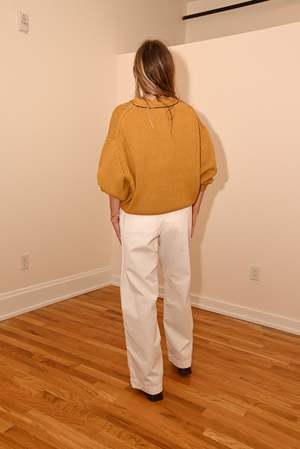 Bassike Chunky Crewneck Knit Sweater - Mustard Seed