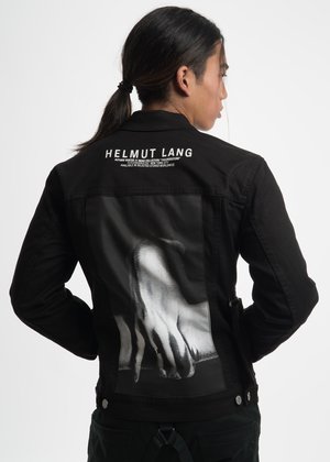 Helmut Lang Black Hand Print Zip Denim Jacket | Garmentory