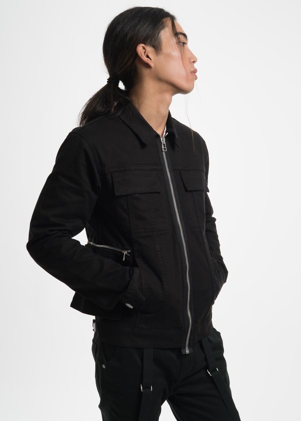 Helmut Lang Black Hand Print Zip Denim Jacket | Garmentory