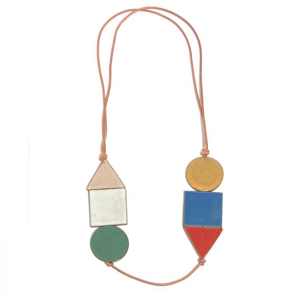 Julie Moon 'Stacked Shapes Necklace Long' Multi Coloured Garmentory