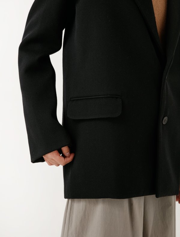 Cristaseya Oversized Japanese Double Wool Coat Black | Garmentory