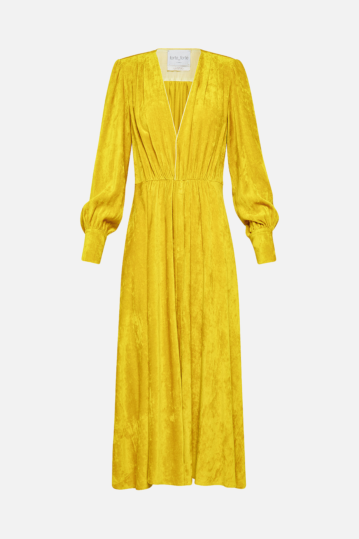 Forte Forte Fluid Viscose Velvet V neck Dress - Soleil/Nero - Image 1 of 1