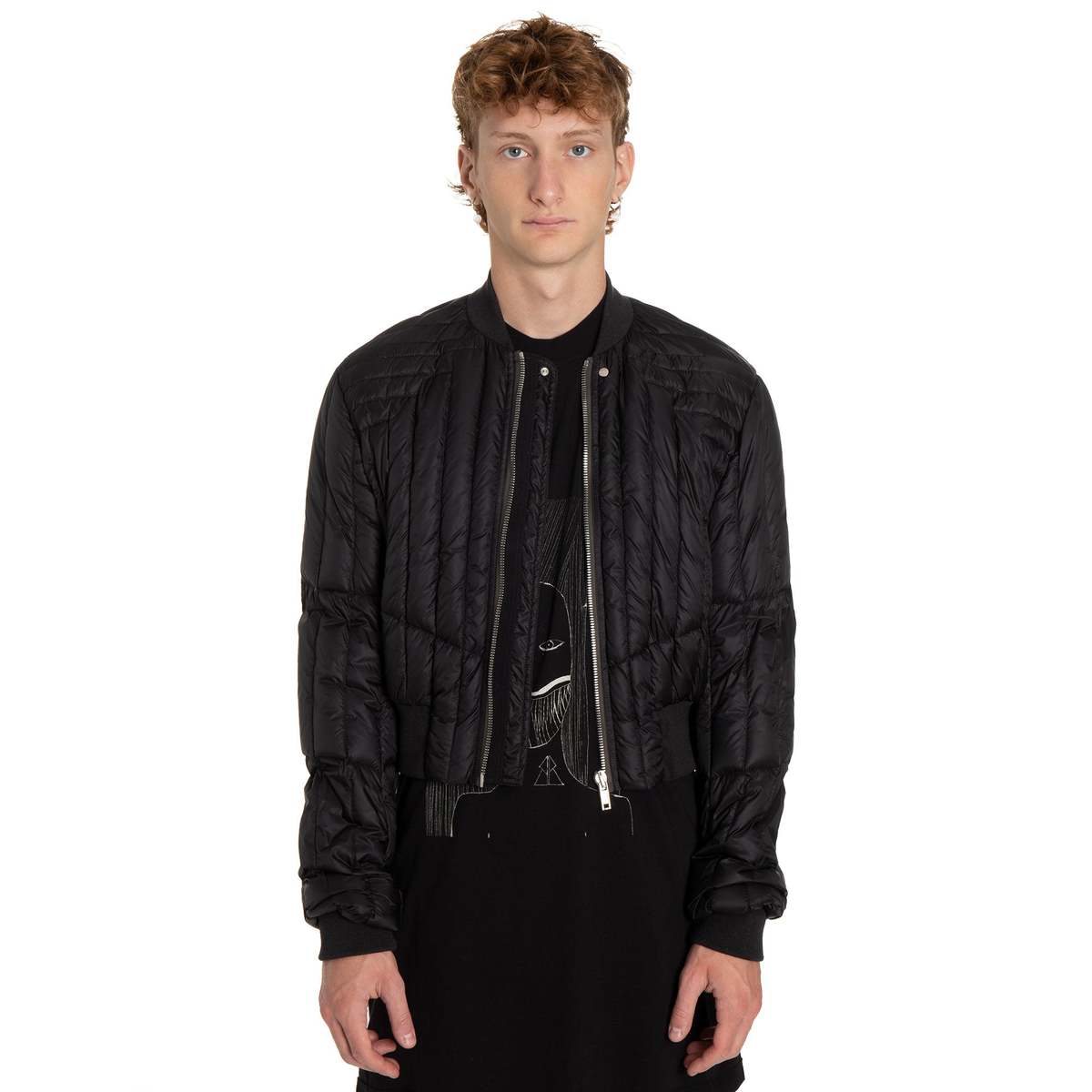 Rick Owens Fog Cropped Bomber Jacket - black | Garmentory