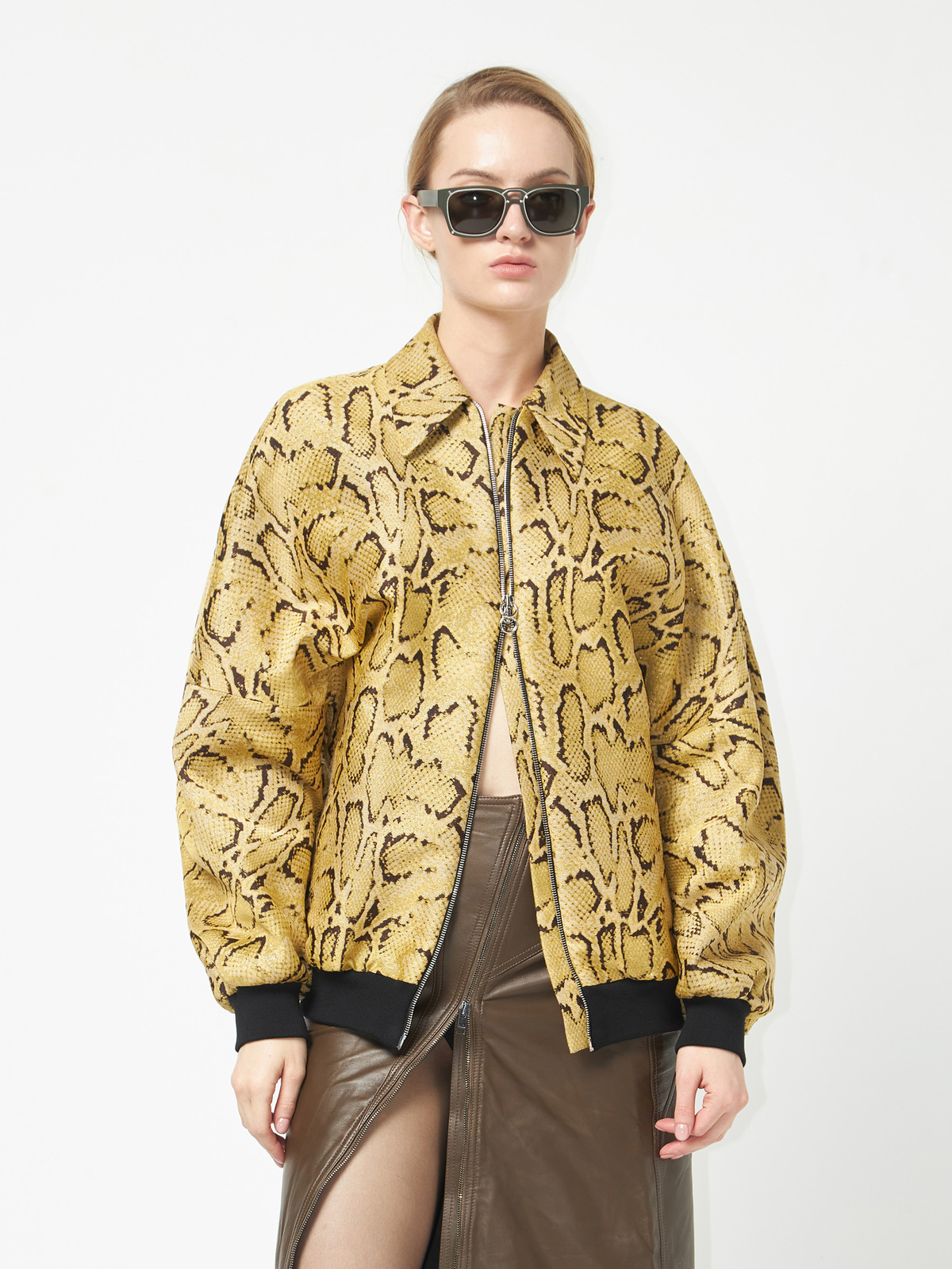 Stella Mccartney Yellow Animal Printed Polyester Bomber