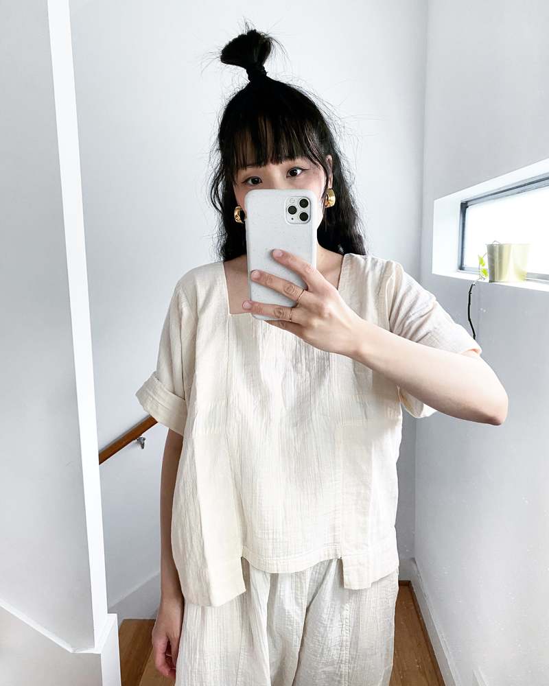 Atelier Delphine Wrinkled Cotton Block Top - Hunter Green Atelier Delphine Wrinkled Cotton Block Top - Hunter Green