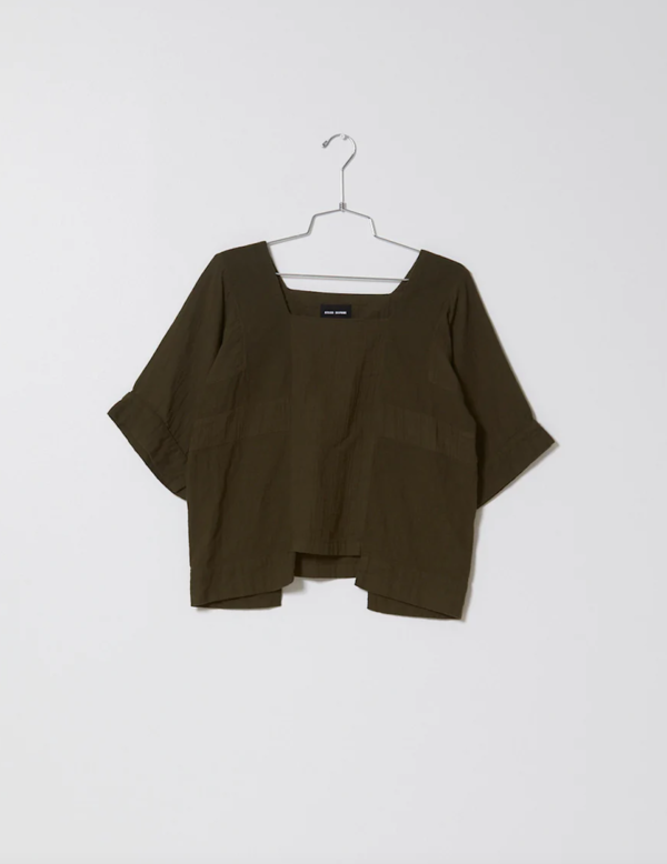 Atelier Delphine Wrinkled Cotton Block Top - Hunter Green Atelier Delphine Wrinkled Cotton Block Top - Hunter Green