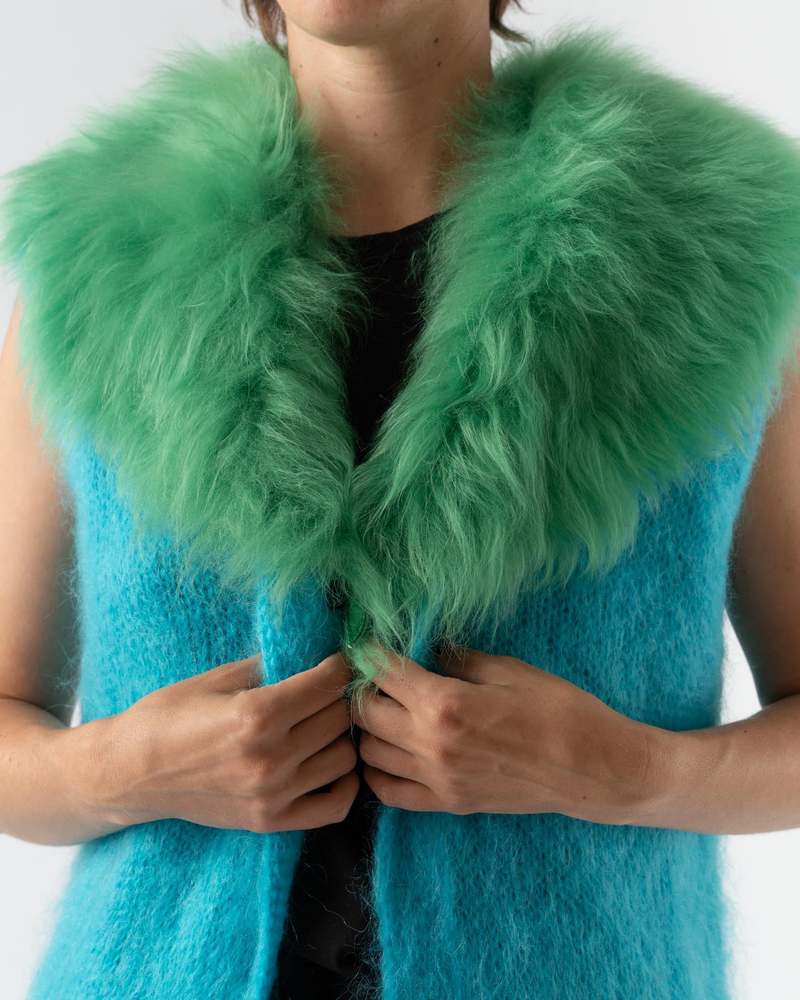 Marni Mohair Knit Waistcoat in Turquoise