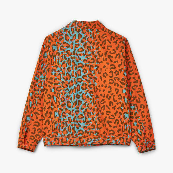 Awake NY Cargo Collared Military Jacket - Printed Leopard