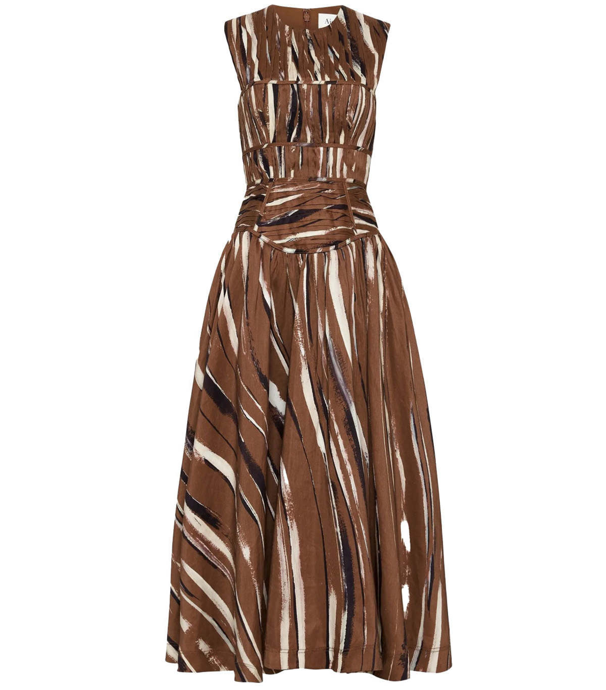 Aje Gabrielle Midi Dress - Neutral Stripe Print - Image 5 of 5