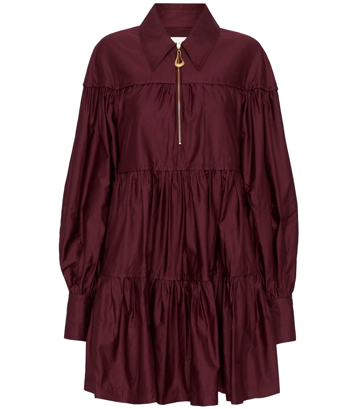 aje womens francis zip smock mini dress ivory - Chestnut Red Burgundy shirt