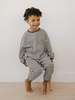 Kids Quincy Mae Waffle Top + Pant Set - Charcoal Stripe - Thumbnail 2